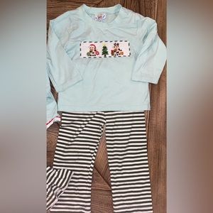 Busy Bees Smocks 2t Farm Cow Christmas Smocked Pants Set